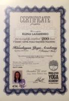 Сертификат фитнес центра Аэройога клуб